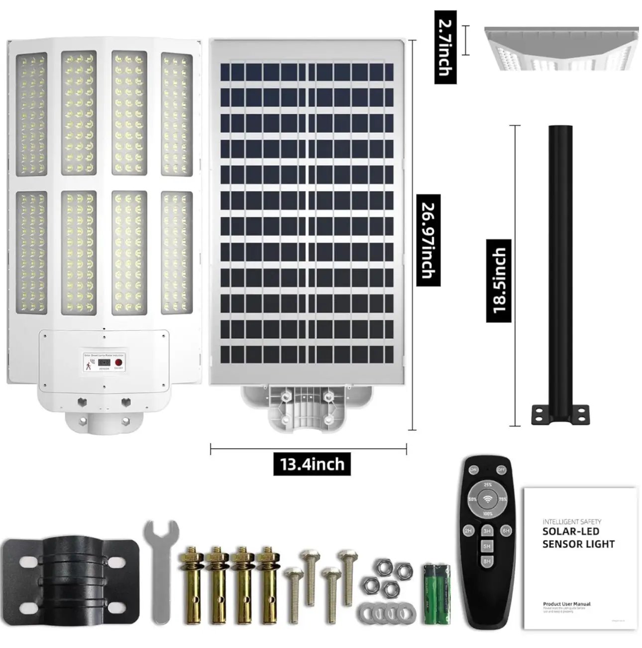 2500W Solar Street Light Outdoor Waterproof, 6500K Motion Sensor Lights Dusk to Dawn, 200,000LM Wall Light with Remote Control by Outdoor Solar Outlet