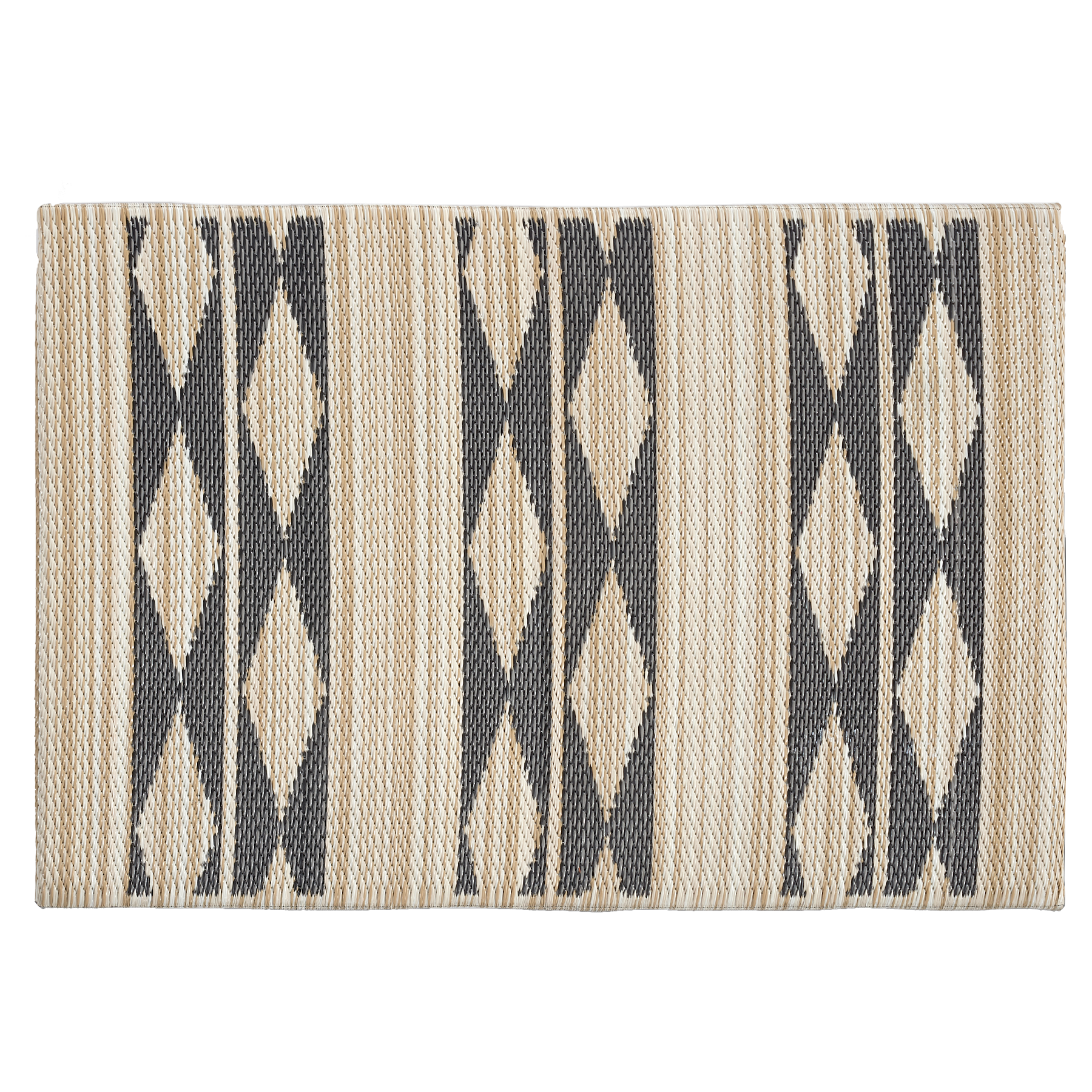 Cairo Natural & Black Outdoor Doormat – 24" x 36" Non-Slip, Recycled Plastic by Fab Habitat