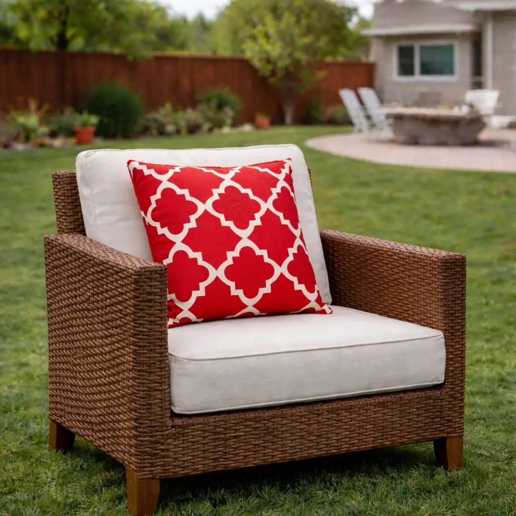 2 Pack Outdoor Throw Pillows, Waterproof & Fade-Resistant Patio Cushions (18x18 Inch, Plaid Red) by HouseOfZazla