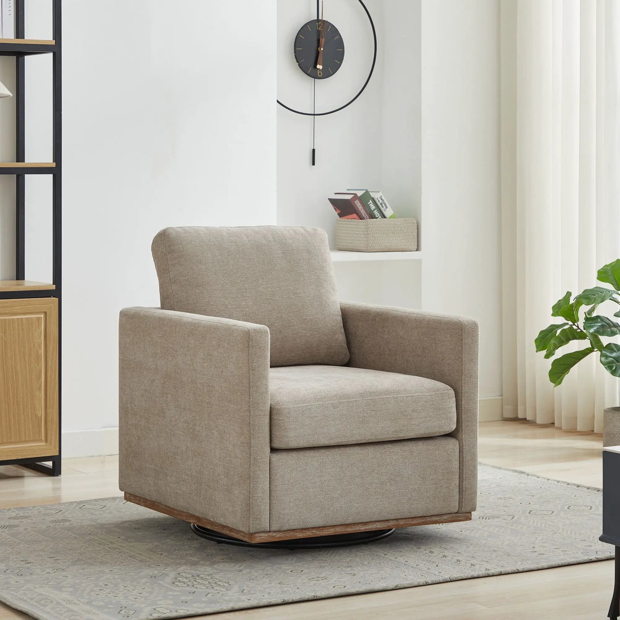 Modern Square Upholstered Swivel Accent Chair with Metal Base by HouseOfZazla