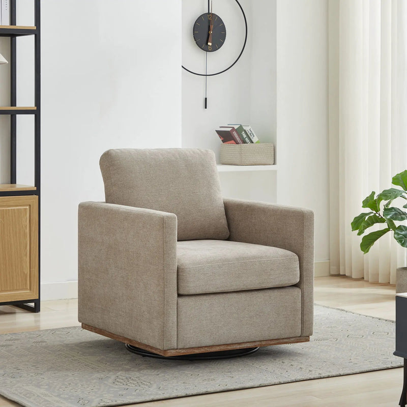 Modern Square Upholstered Swivel Accent Chair with Metal Base by HouseOfZazla