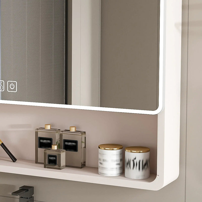 Aluminium Medicine Cabinet Mirror, With 3 Colors LED Light And Defogging Function - Khaki by Unique Piece Furniture