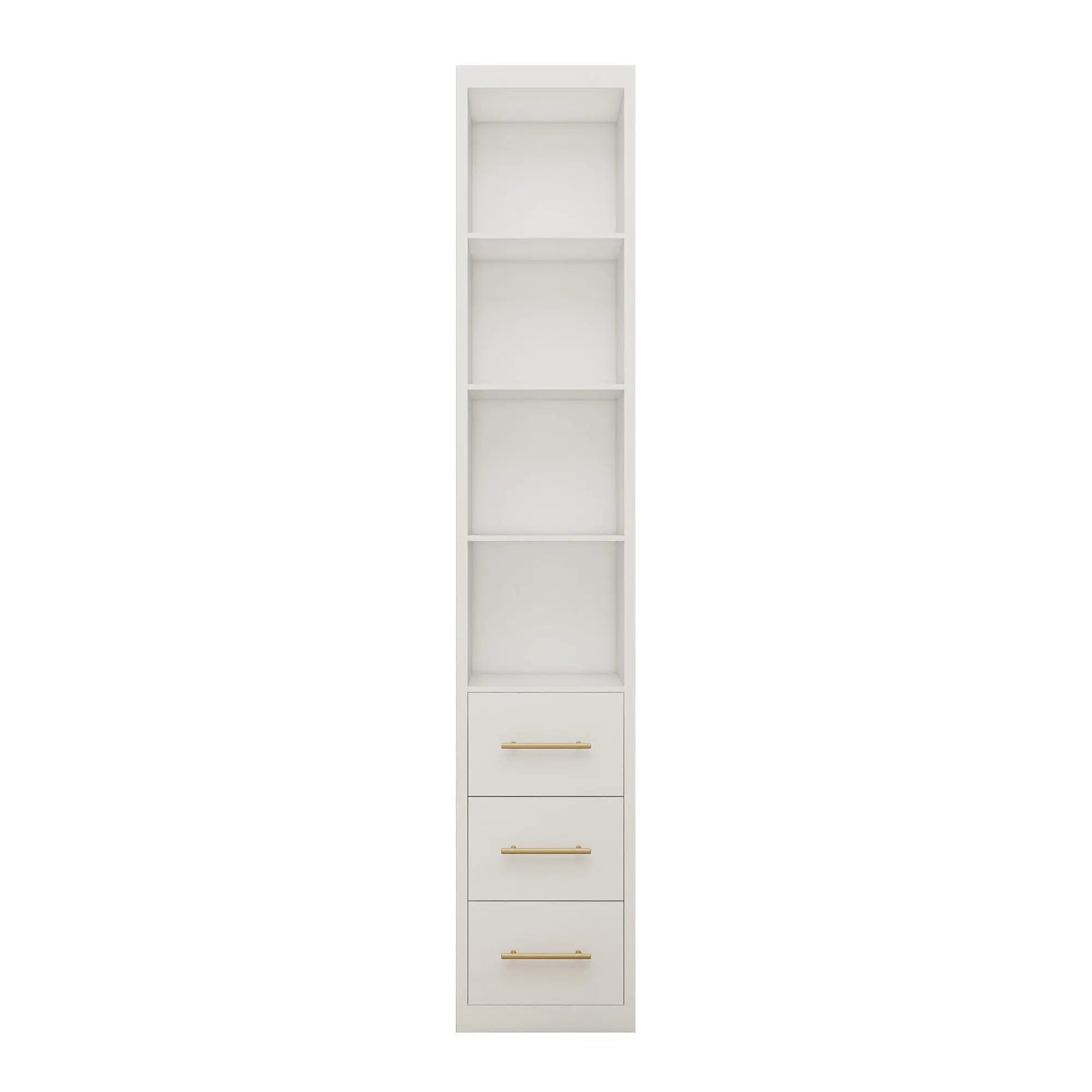 Tall Storage Cabinet With 3 Drawers For Bedroom - White