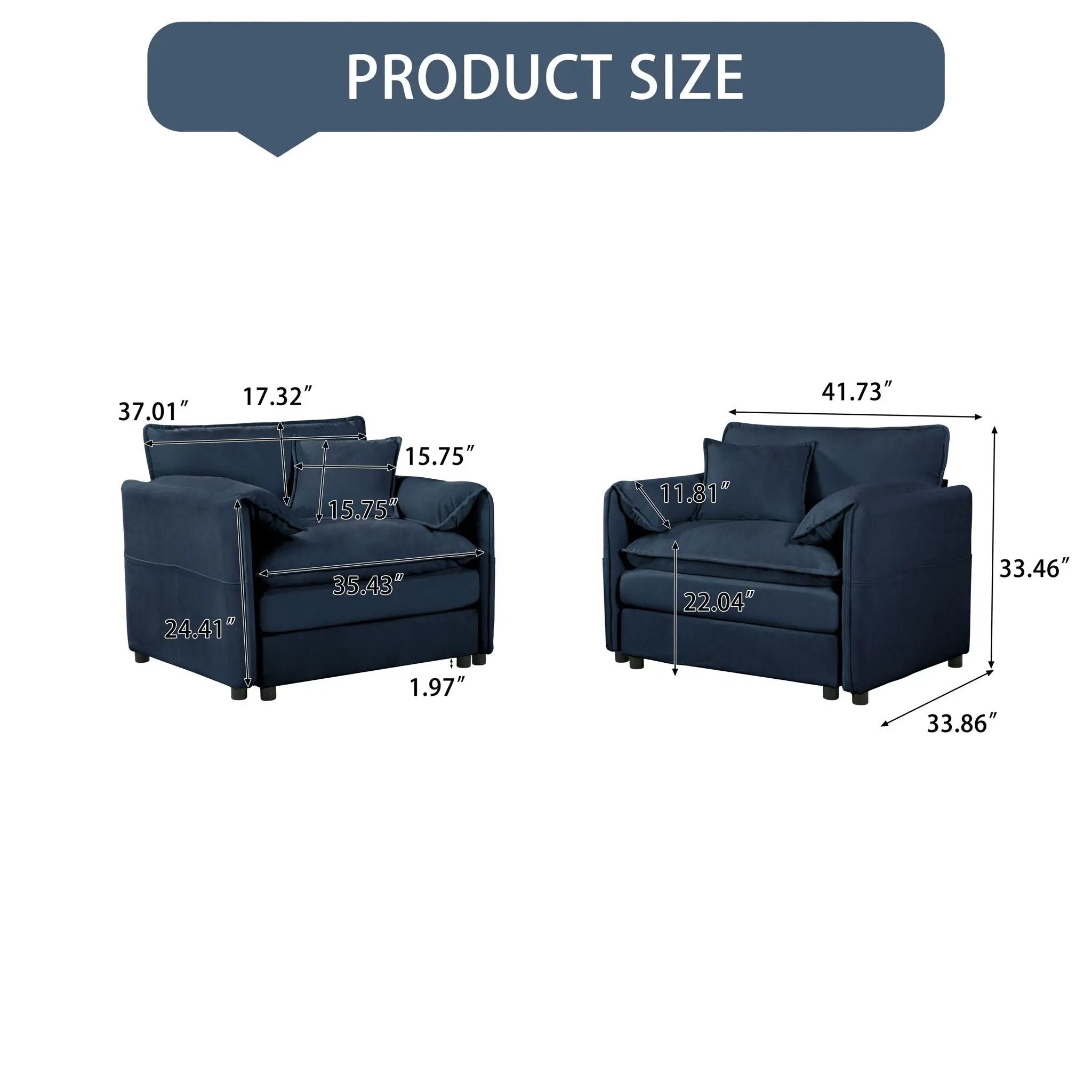 Modern Oversized Accent Chair, Comfy Single Sofa With Large Seat (Set of 2) by HouseOfZazla