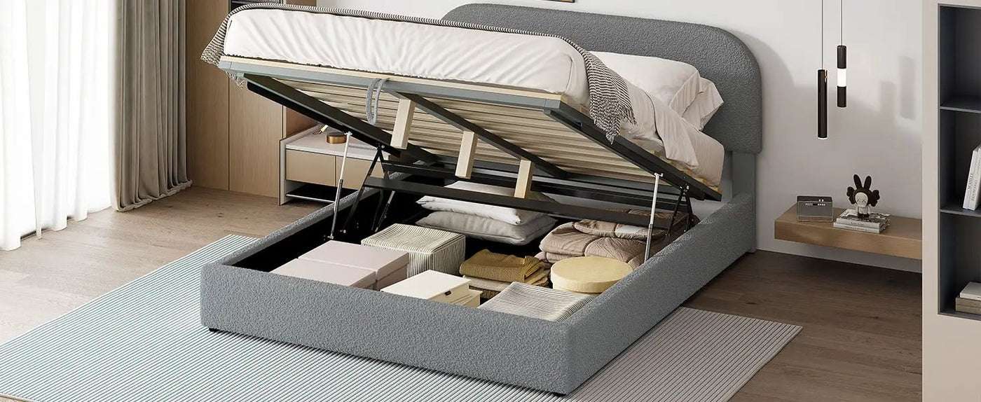 Upholstered Platform Bed With Hydraulic Storage System by HouseOfZazla