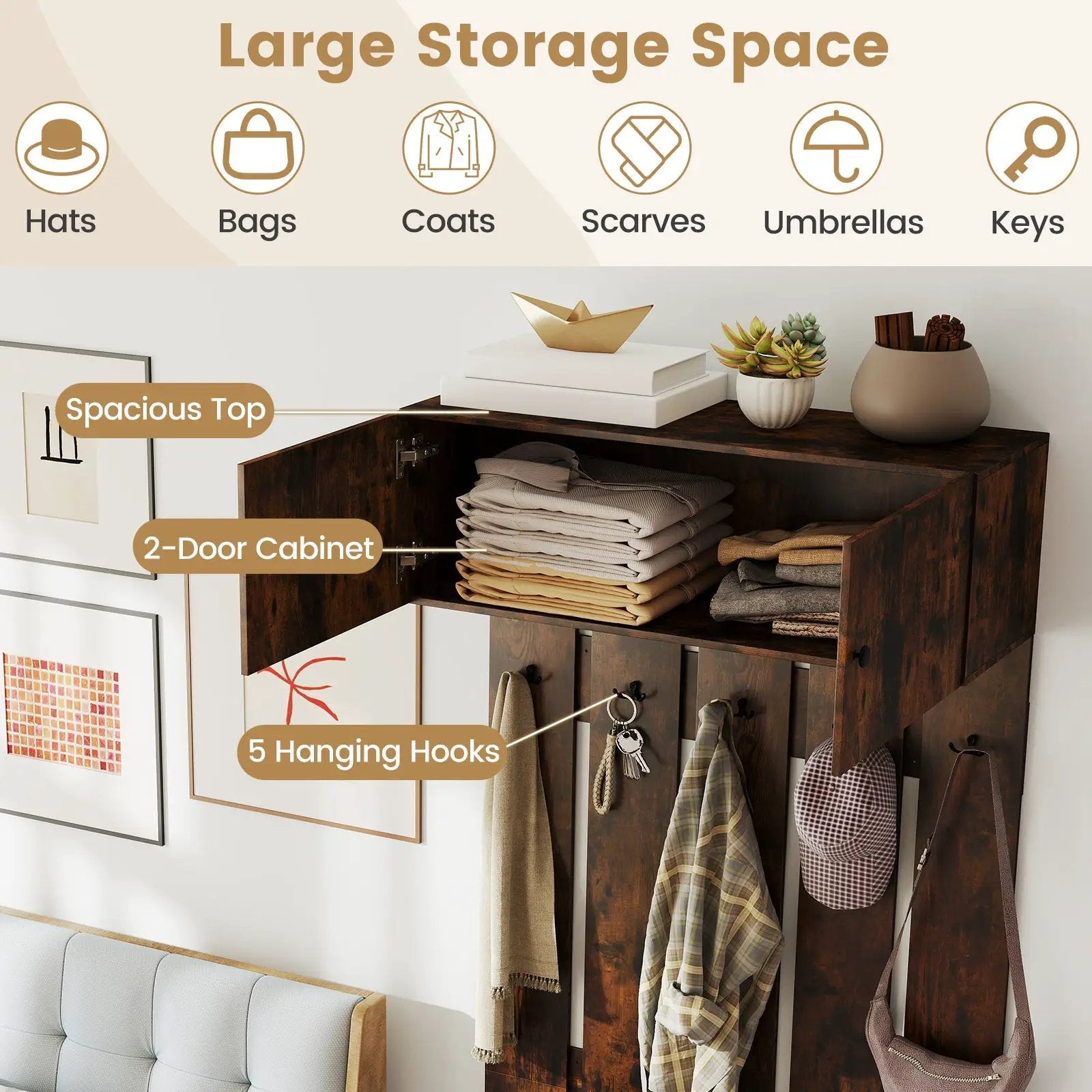 Entryway Wall Coat Rack Wall Mounted Coat Clothes Rack by DirectDeals