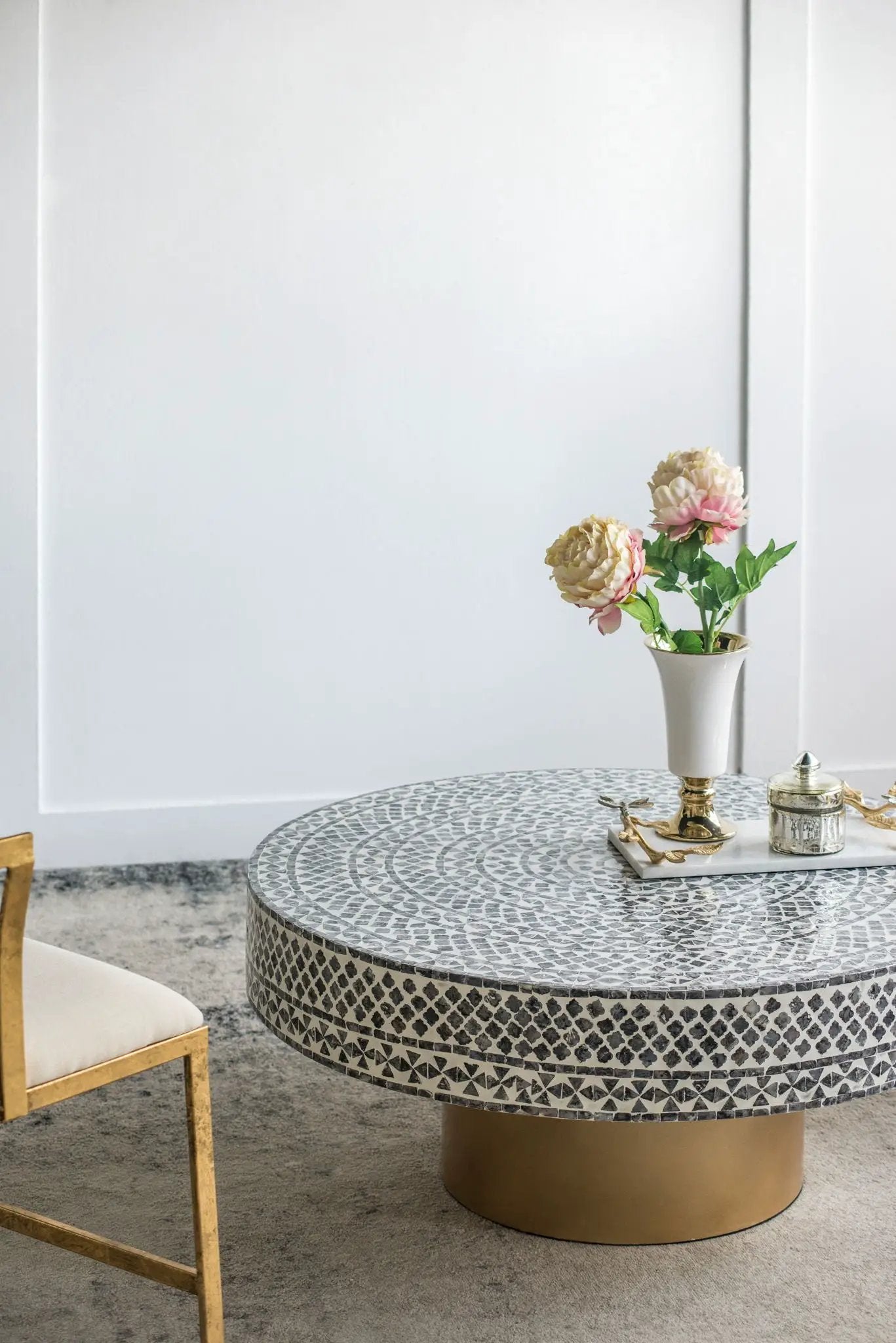 Unique Capiz Coffee Table & Pedestal Base by HouseOfZazla