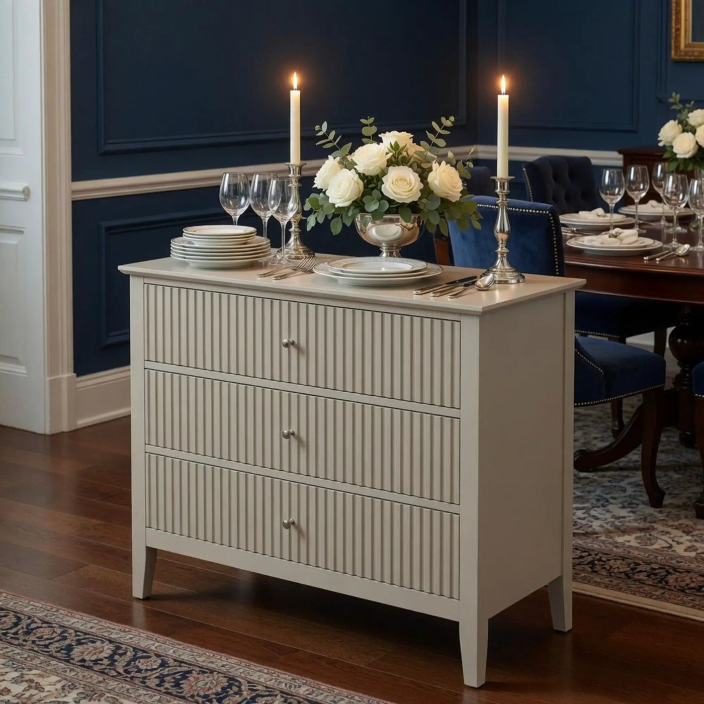 Fluted 3 Drawer Nightstand With Soft Close Slides by HouseOfZazla