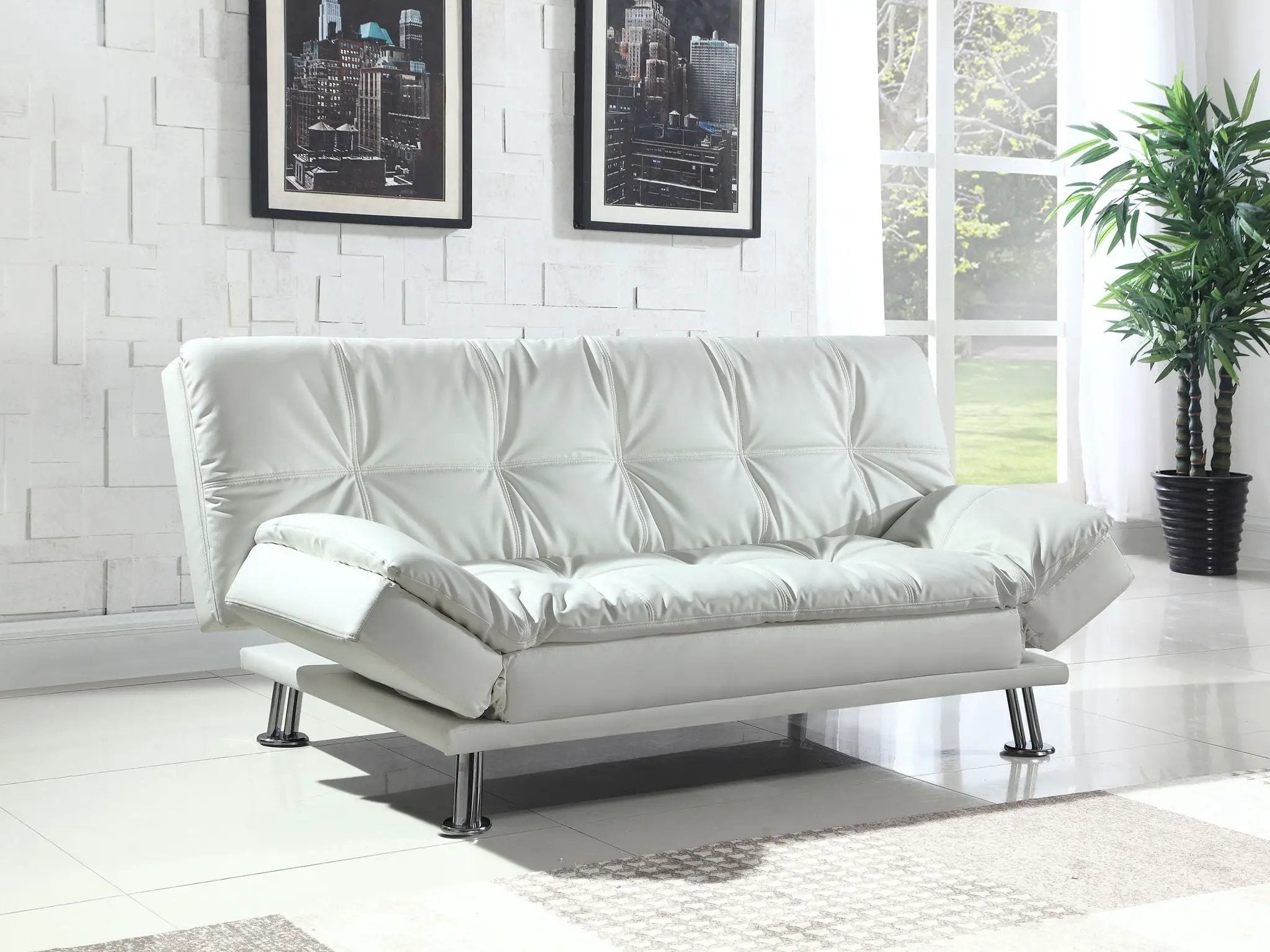Dilleston Upholstered Tufted Convertible Sofa Bed White by Unique Piece Furniture