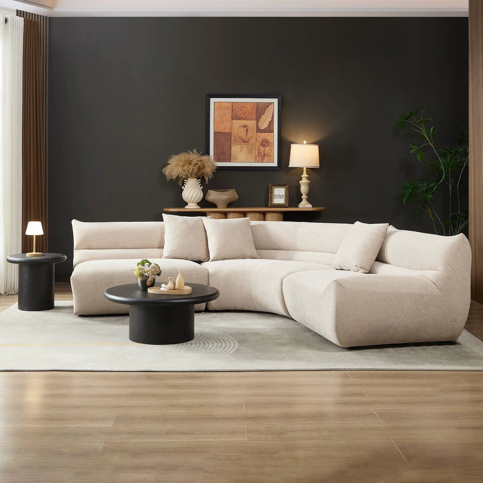 Modular Curved Sectional Sofa, 3-Piece Free-Form Configuration by HouseOfZazla