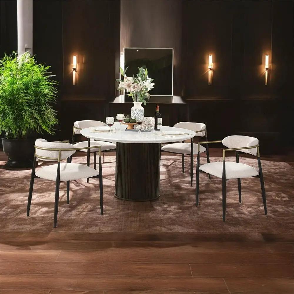Jaramillo - Round Dining Table With Engineered Marble Top - Engineered Marble Top & Black by Unique Piece Furniture