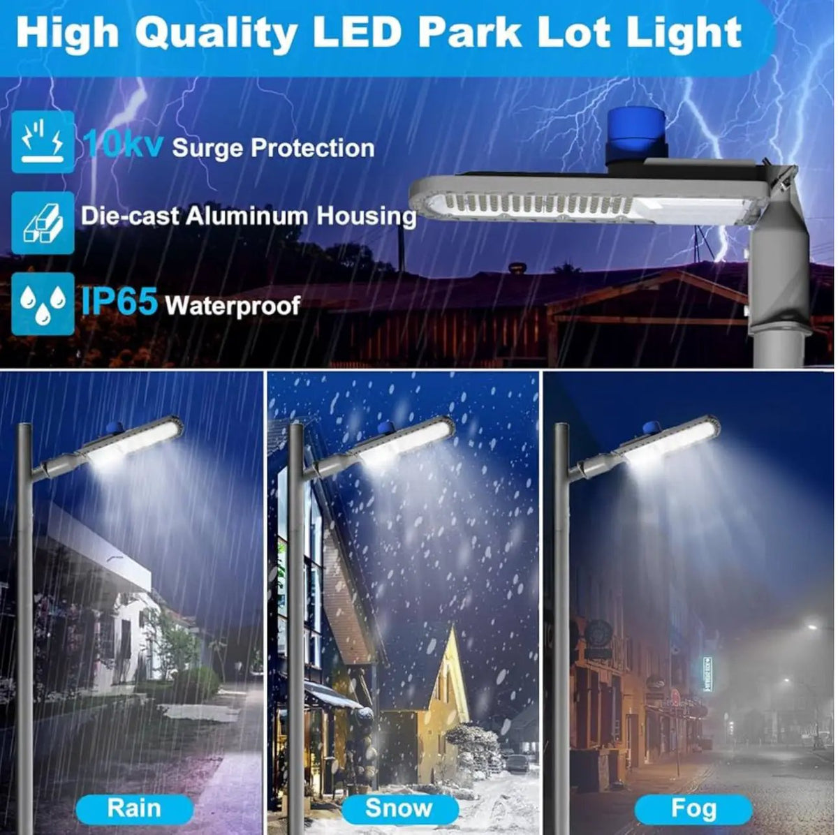 250W LED Hard Wire Electric Parking Lot Lights 30000LM: Dusk to Dawn Outdoor Street Lighting, Commercial Area Security Light with IP65 Waterproof 6500K by Outdoor Solar Outlet