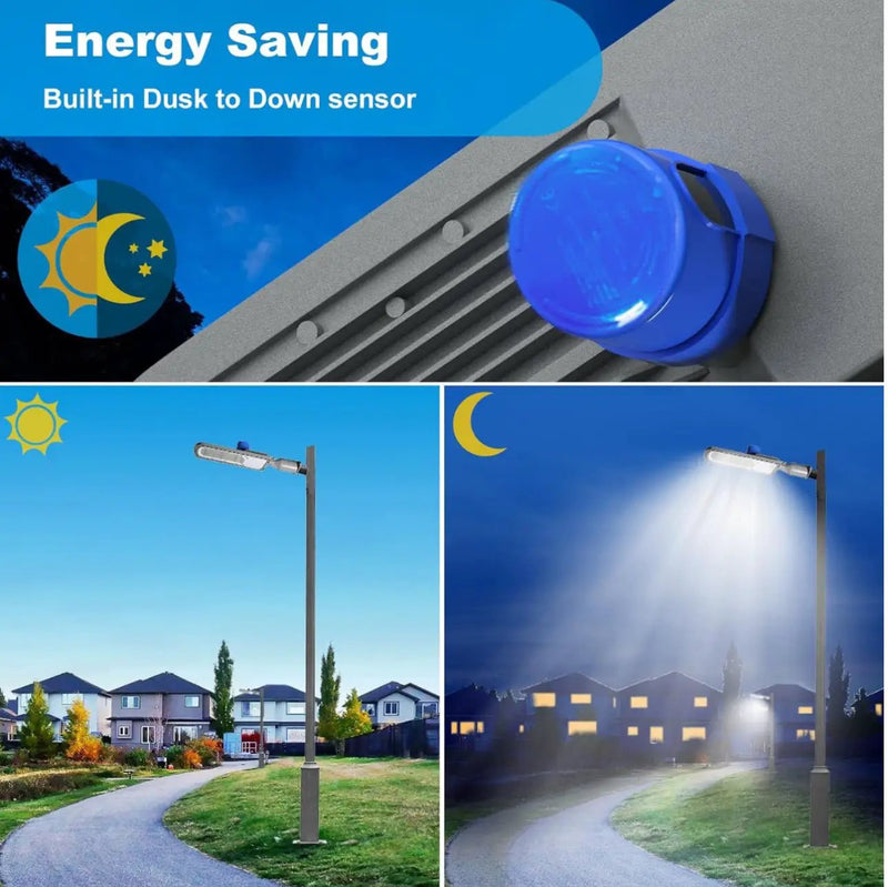 250W LED Hard Wire Electric Parking Lot Lights 30000LM: Dusk to Dawn Outdoor Street Lighting, Commercial Area Security Light with IP65 Waterproof 6500K by Outdoor Solar Outlet
