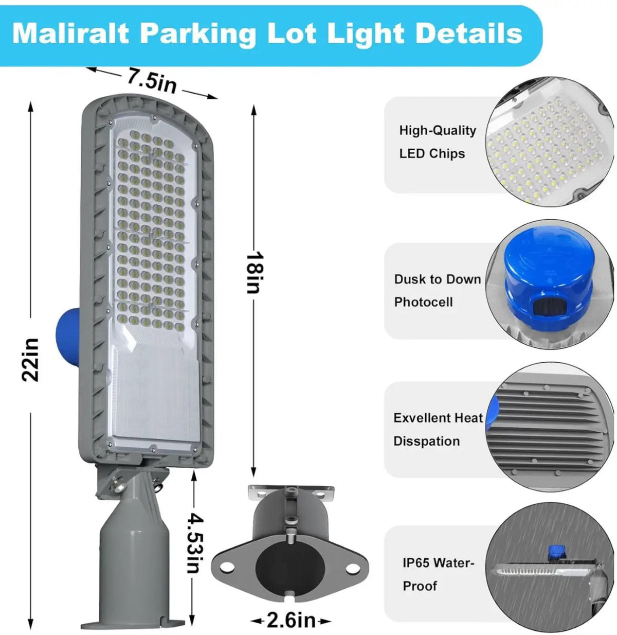 250W LED Hard Wire Electric Parking Lot Lights 30000LM: Dusk to Dawn Outdoor Street Lighting, Commercial Area Security Light with IP65 Waterproof 6500K by Outdoor Solar Outlet