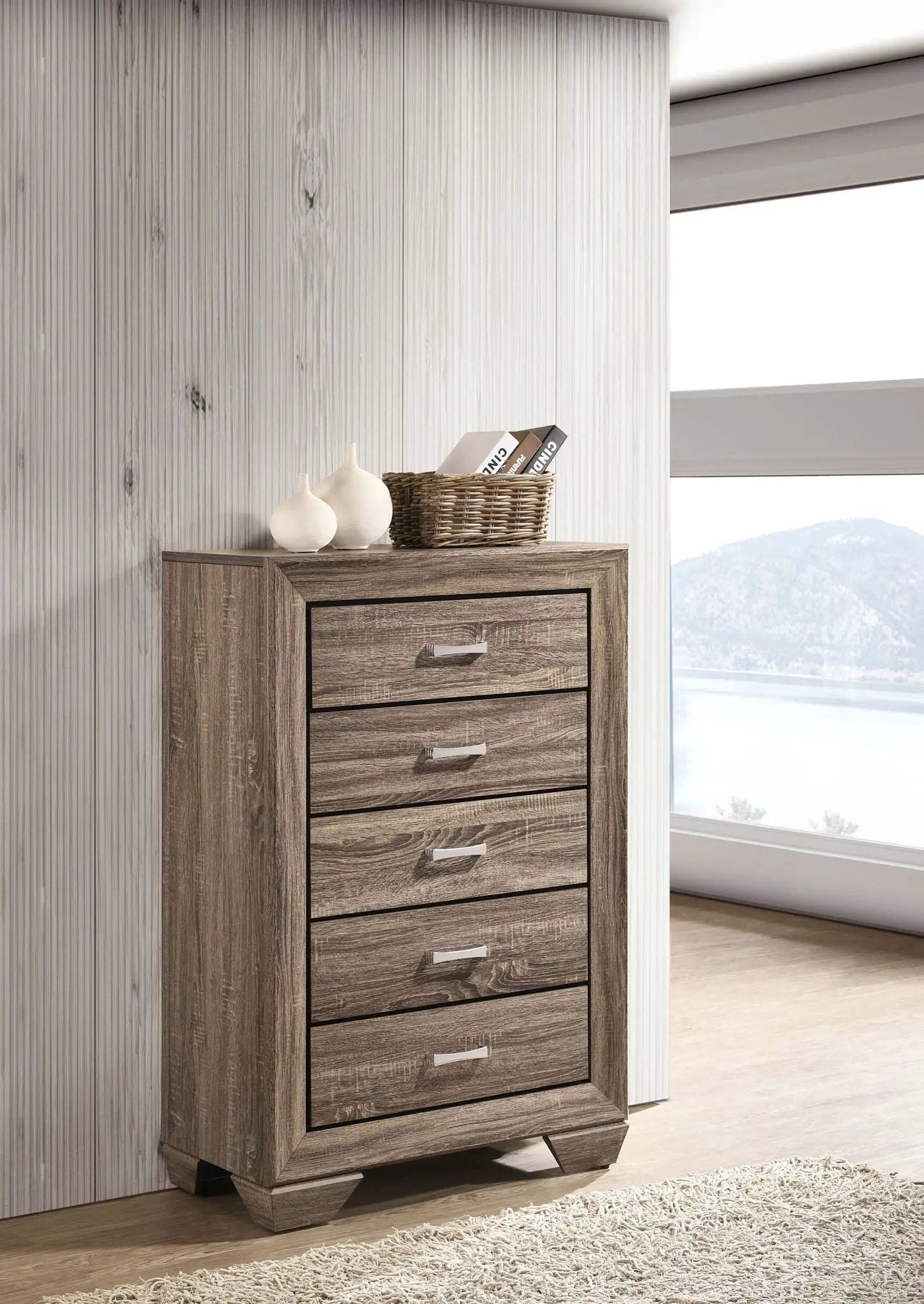 Kauffman 5-drawer Bedroom Chest Washed Taupe by Unique Piece Furniture