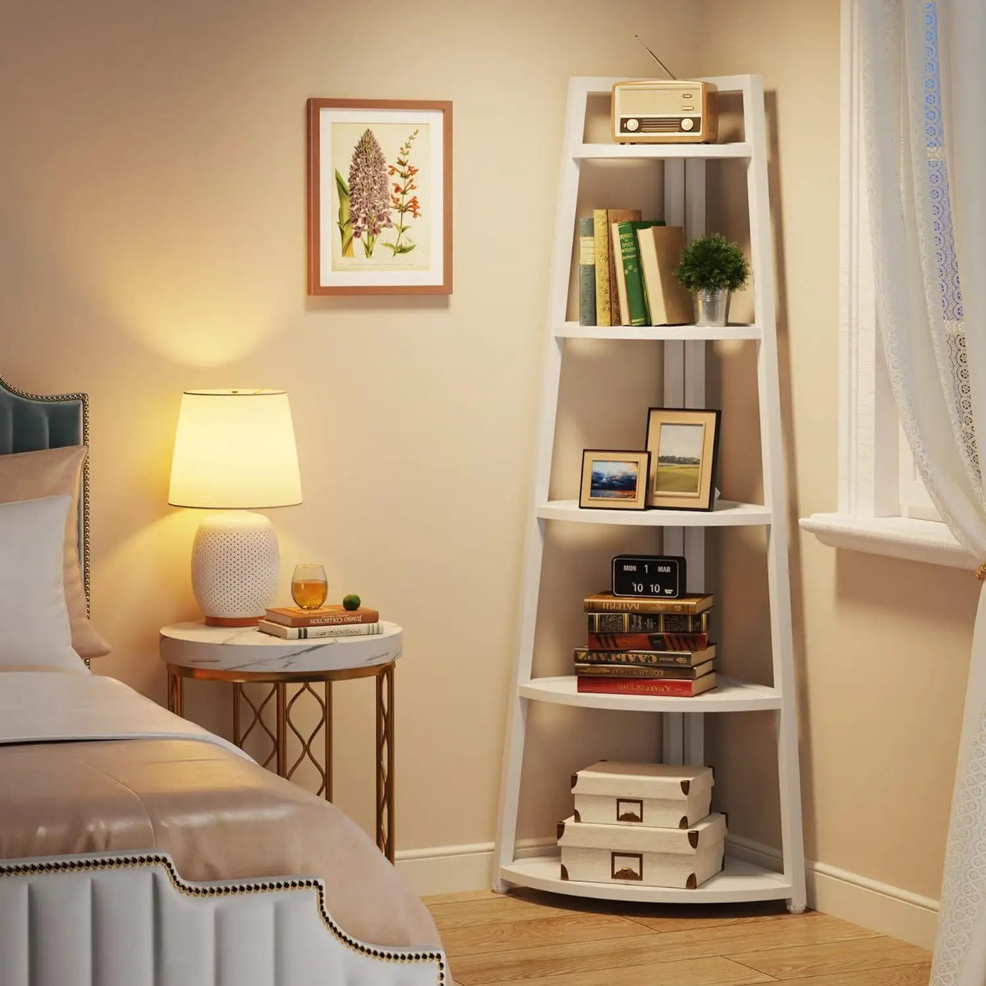 Tall 5 Tier Corner Bookshelf For Living Room by HouseOfZazla