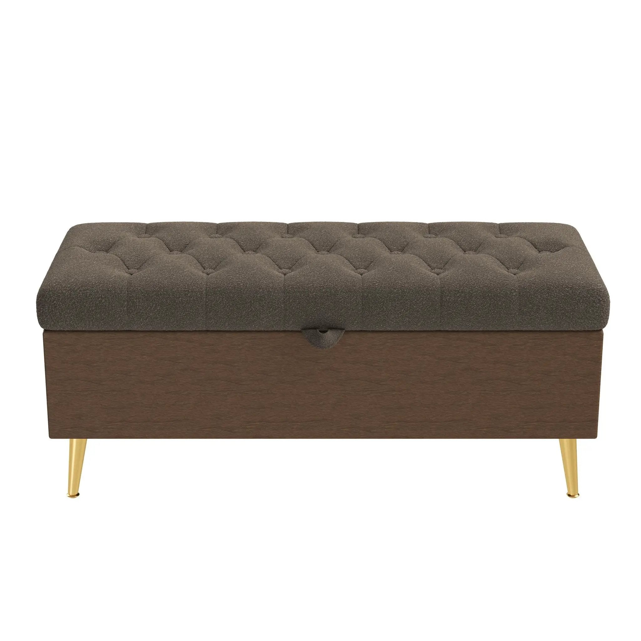 Modern Tufted Storage Ottoman Bench with Metal Legs by HouseOfZazla
