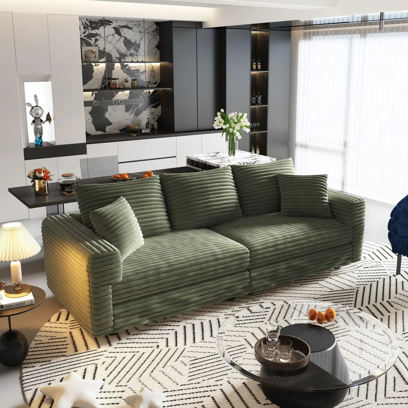 Convertible Deep Seat Sofa With Soft Pillows And Ottomans by HouseOfZazla