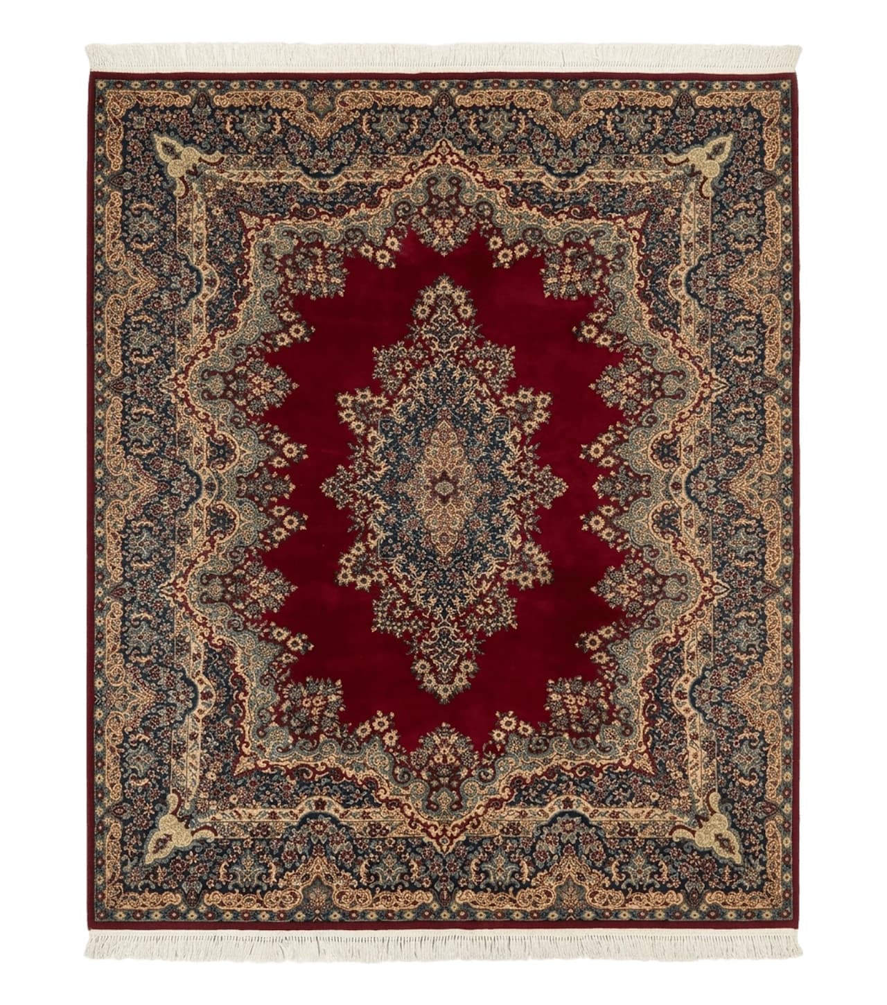 Power Loomed Persian Oriental Rug 9x12, Vintage Wool Pile, Kirman Design by Jewel Rugs