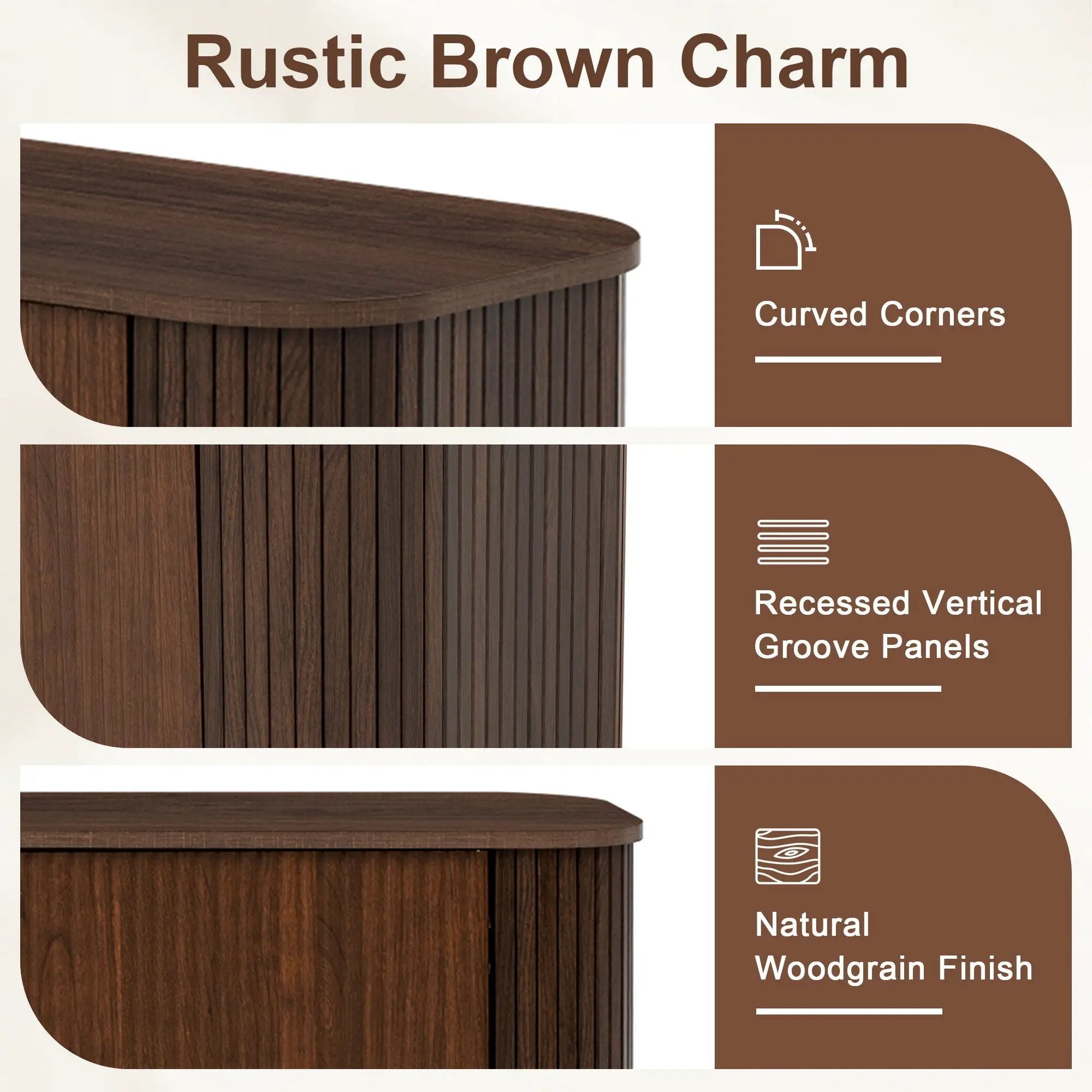 70" TV Stand With Ample Storage, Curved Corners - Dark Brown by Unique Piece Furniture