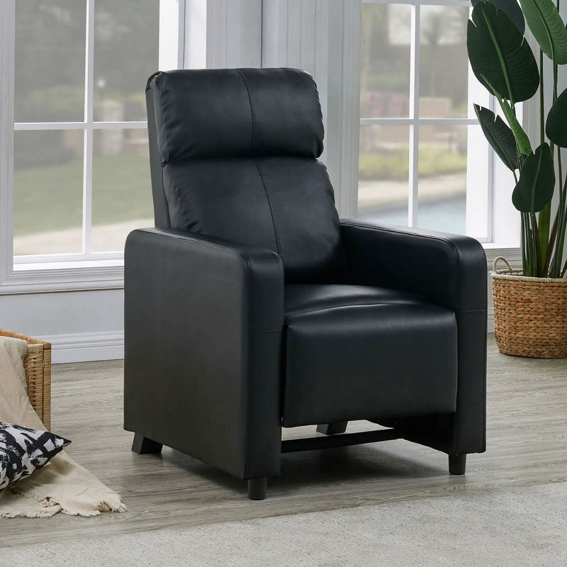 Toohey Upholstered Home Theater Push Back Recliner Black by Unique Piece Furniture