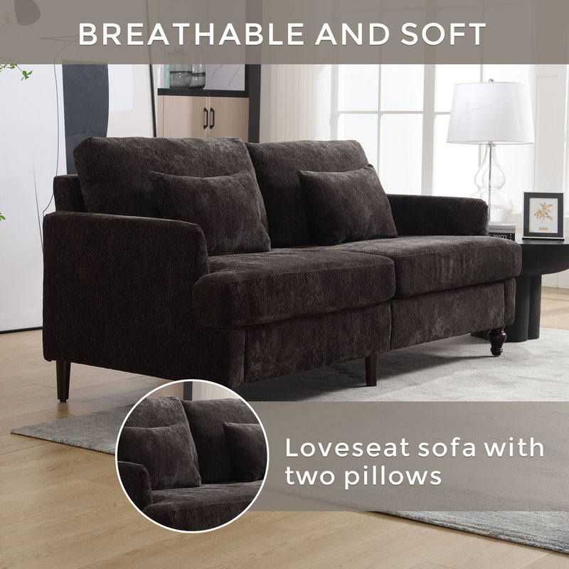 Mid Century Modern Fabric Loveseat Sofa, 2 Seat Upholstered Couch by Unique Piece Furniture