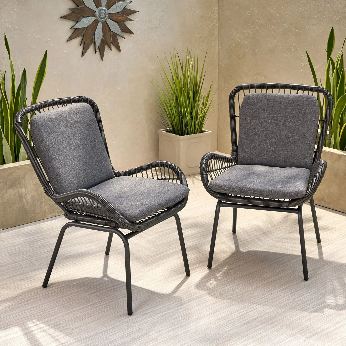Outdoor Wicker Club Chair With Cushions (Set of 2) by HouseOfZazla