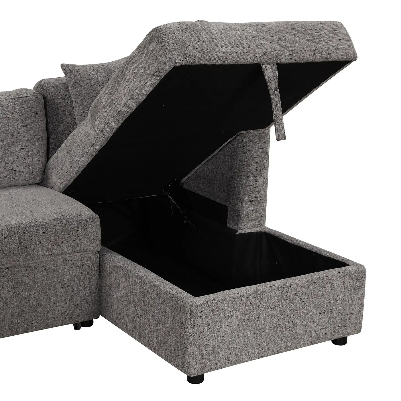 U-Shaped Sectional Sofa Pull Out Sofa Bed With Two USB Ports, Two Power Sockets, Three Back Pillows And A Storage Chaise For Living Room by HouseOfZazla