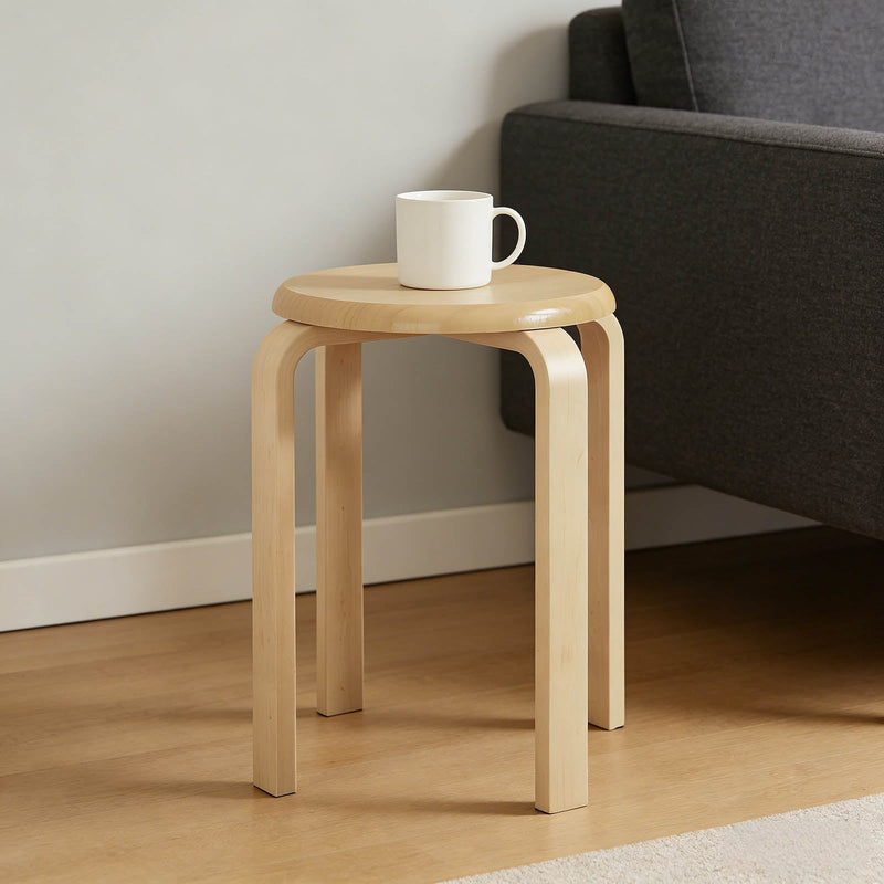 Stackable Bentwood Stool Set of 4, 18" Round Backless Nesting Stools by HouseOfZazla
