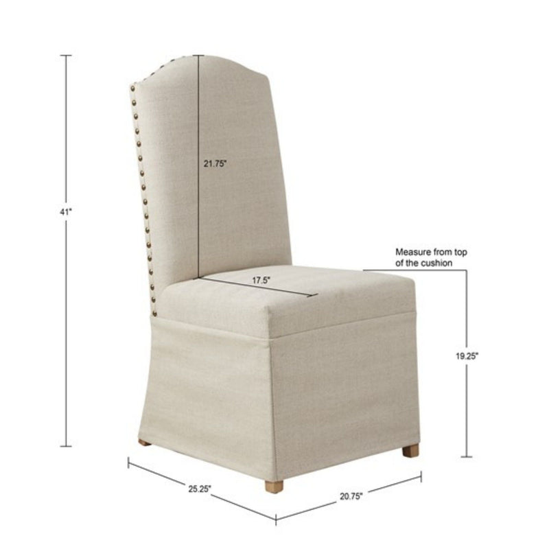 Dining Chair With Skirts Set of 2 with Solid Wood Frame - Beige, photo 3 of 12