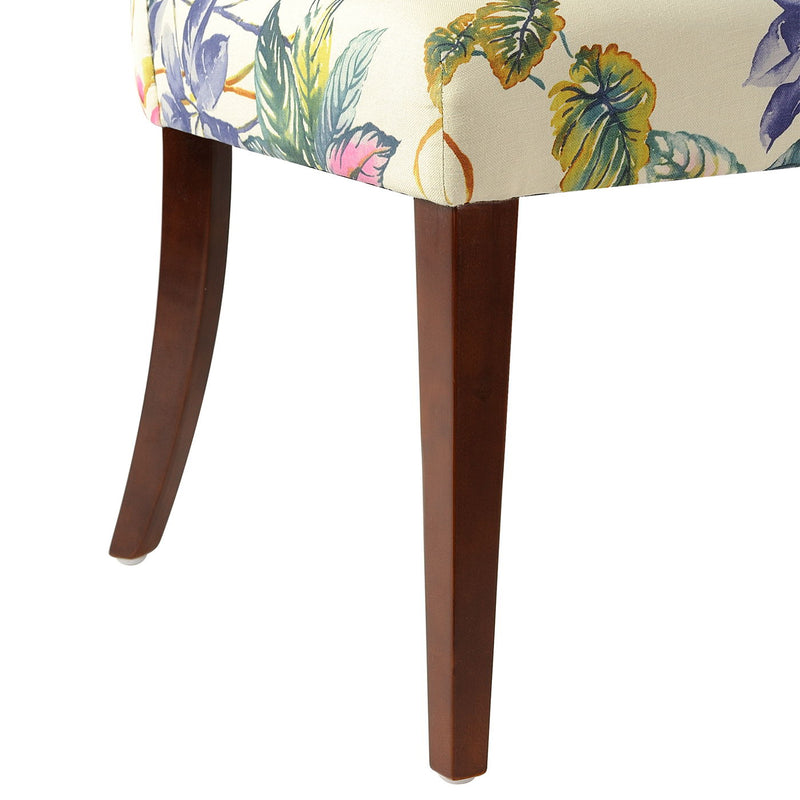 Off-White Floral Upholstered Accent Chair with Hardwood Frame - Armless, photo 3 of 8