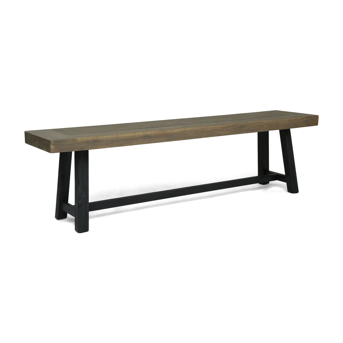 Outdoor Acacia Wood Bench with Sandblast Finish - Gray, photo 7 of 10