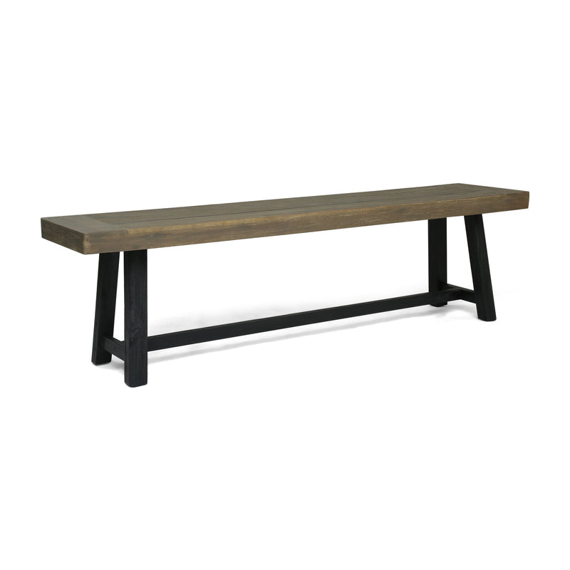 Outdoor Acacia Wood Bench with Sandblast Finish - Gray, photo 7 of 10