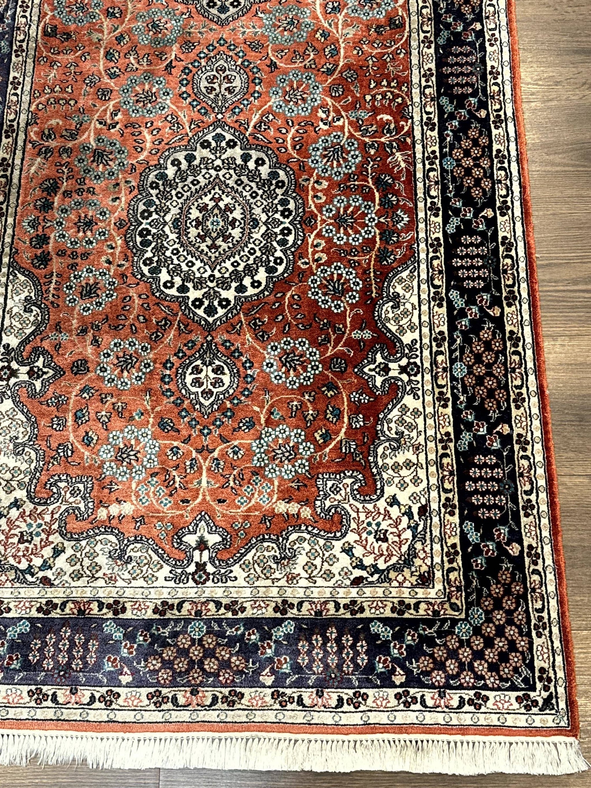 Turkish Silk Runner Rug 3x8, Short Runner Rug, Red, Floral Medallions, Very Fine 360 KPSI, 3 x 8 Runner by Jewel Rugs