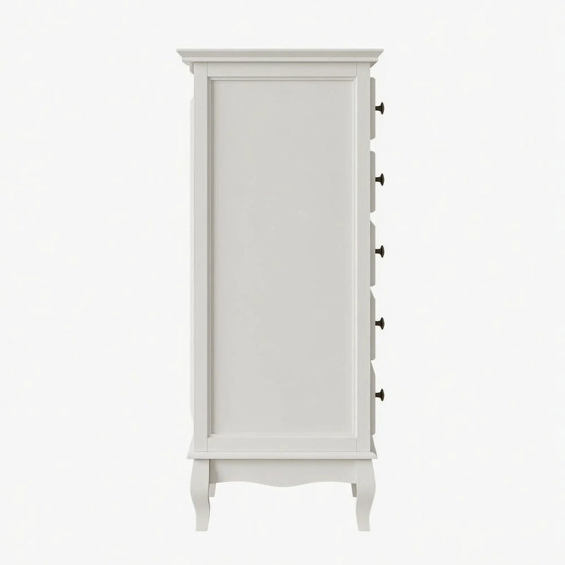 5 Drawer Tall Wide Chest Of Drawers - White by HouseOfZazla