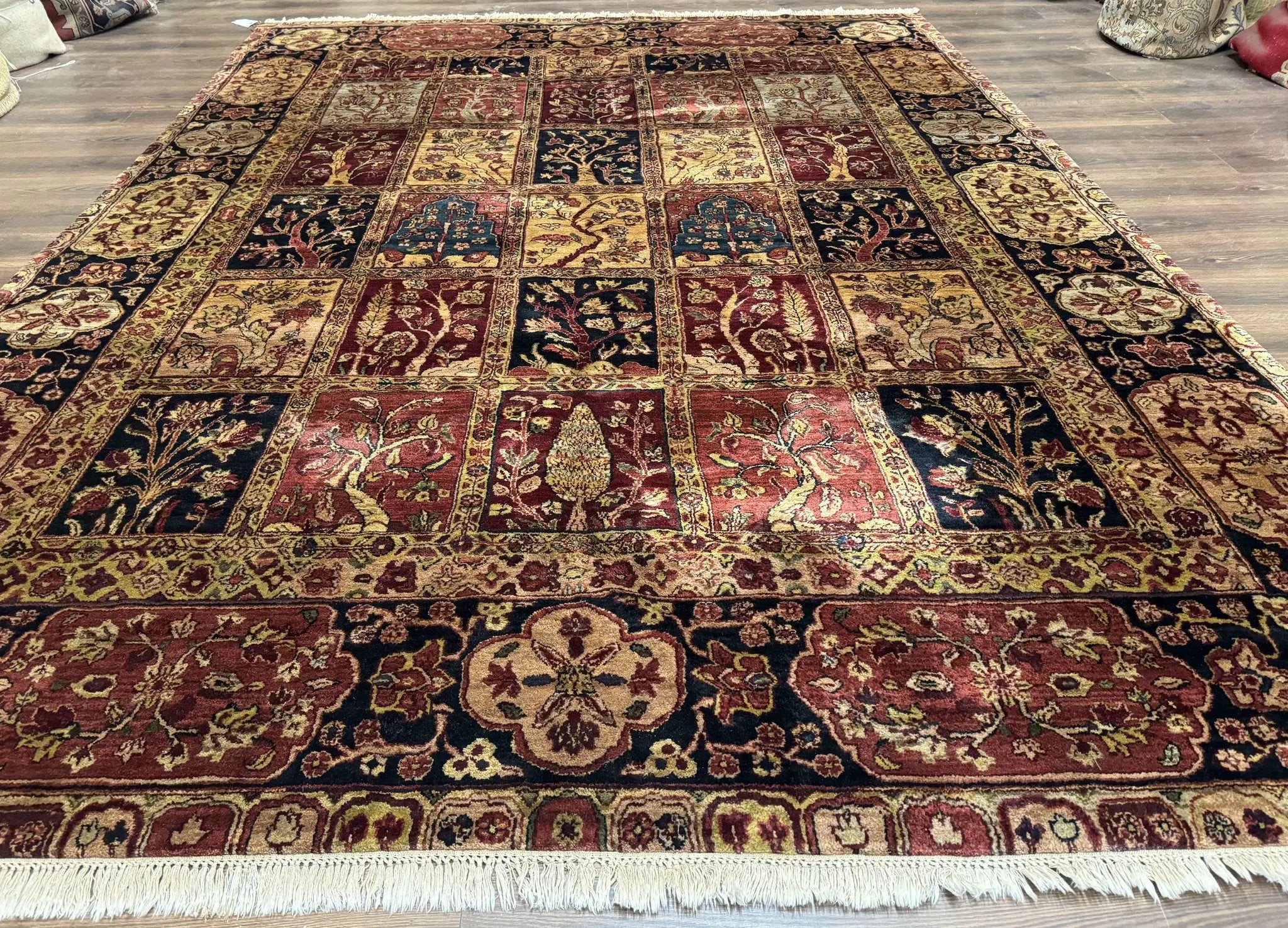 Indo Persian Rug 9x12, Bakhtiari Panel Design, Multicolor, Soft Wool Pile by Jewel Rugs