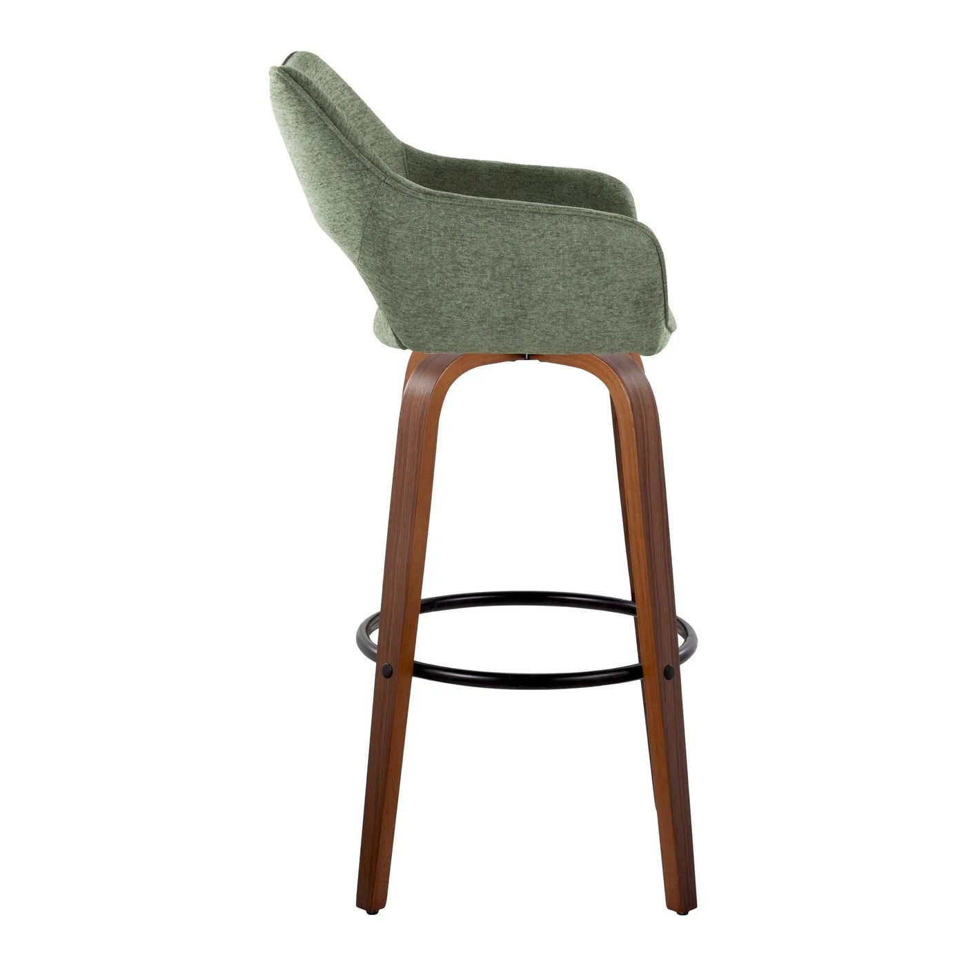Mustang - Contemporary Fixed Height Barstool With Swivel & Round Footrest (Set of 2) by HouseOfZazla
