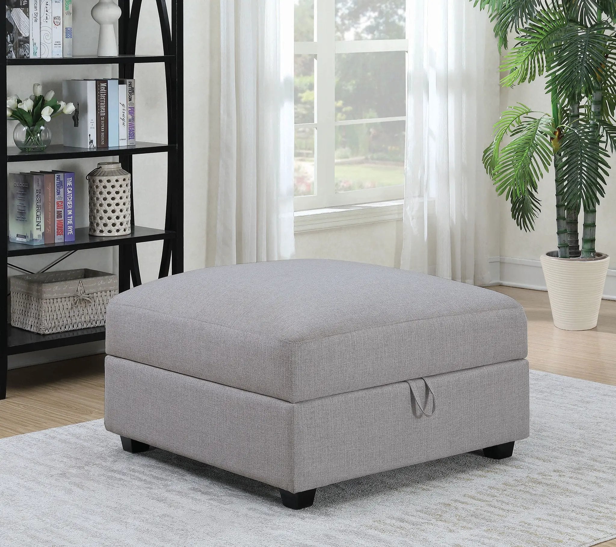 Cambria Square Upholstered Storage Ottoman Grey by Unique Piece Furniture