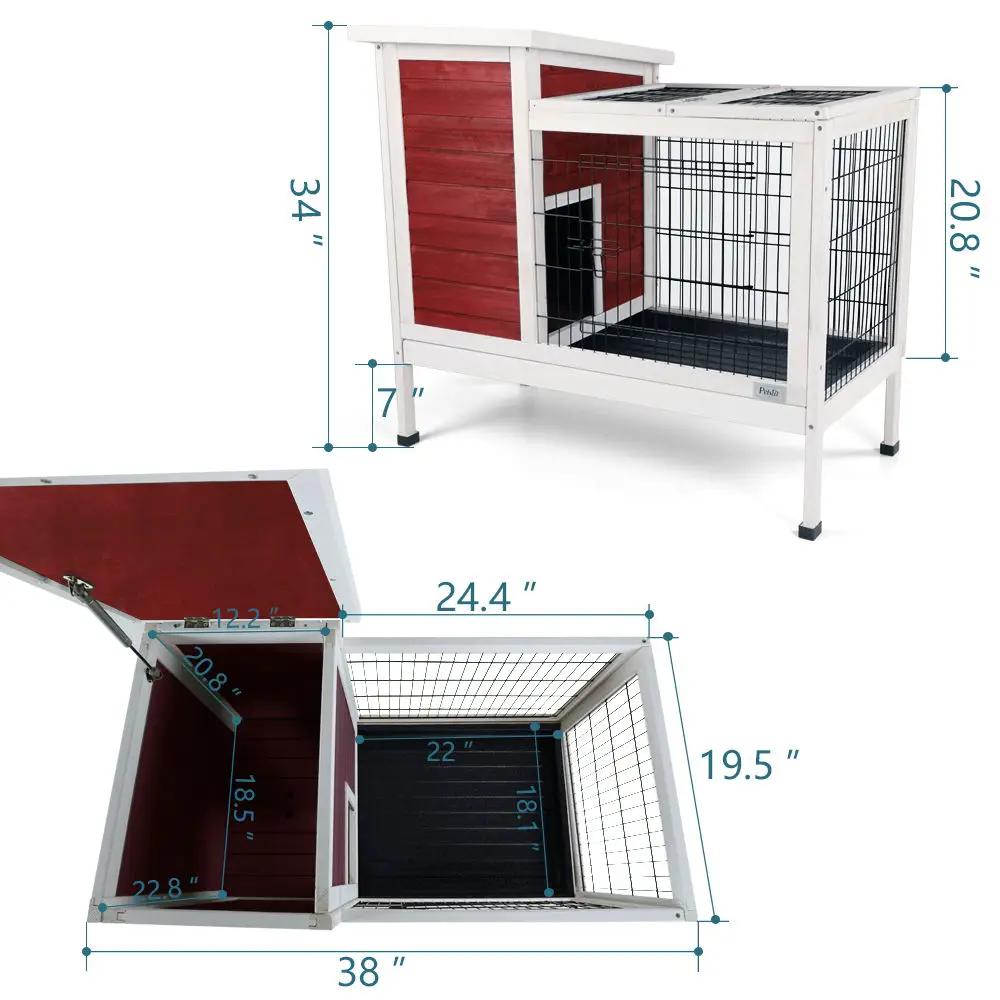 Two Tier Wooden Indoor / Outdoor Rabbit Cage For Small Animals With Runway And Leak-Proof Plastic Tray by HouseOfZazla