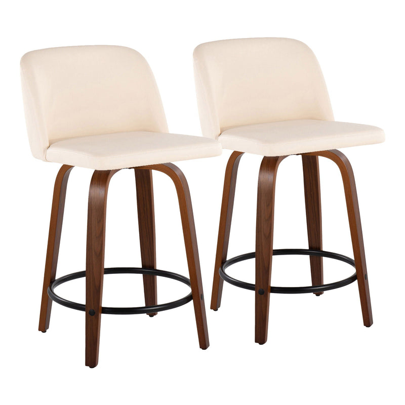 Toriano - Mid Century Modern, Fixed Height Counter Stool & Swivel And Round Footrest (Set of 2) by HouseOfZazla