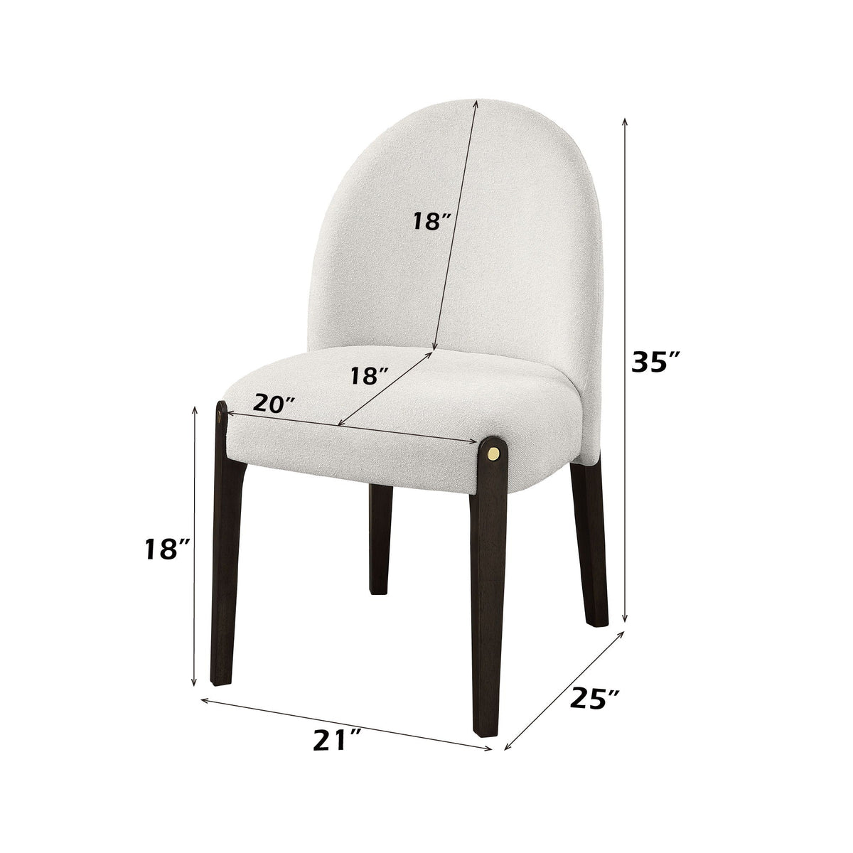 Beige Side Chair Set of 2 with Upholstered Seat - Clayten, photo 3 of 7