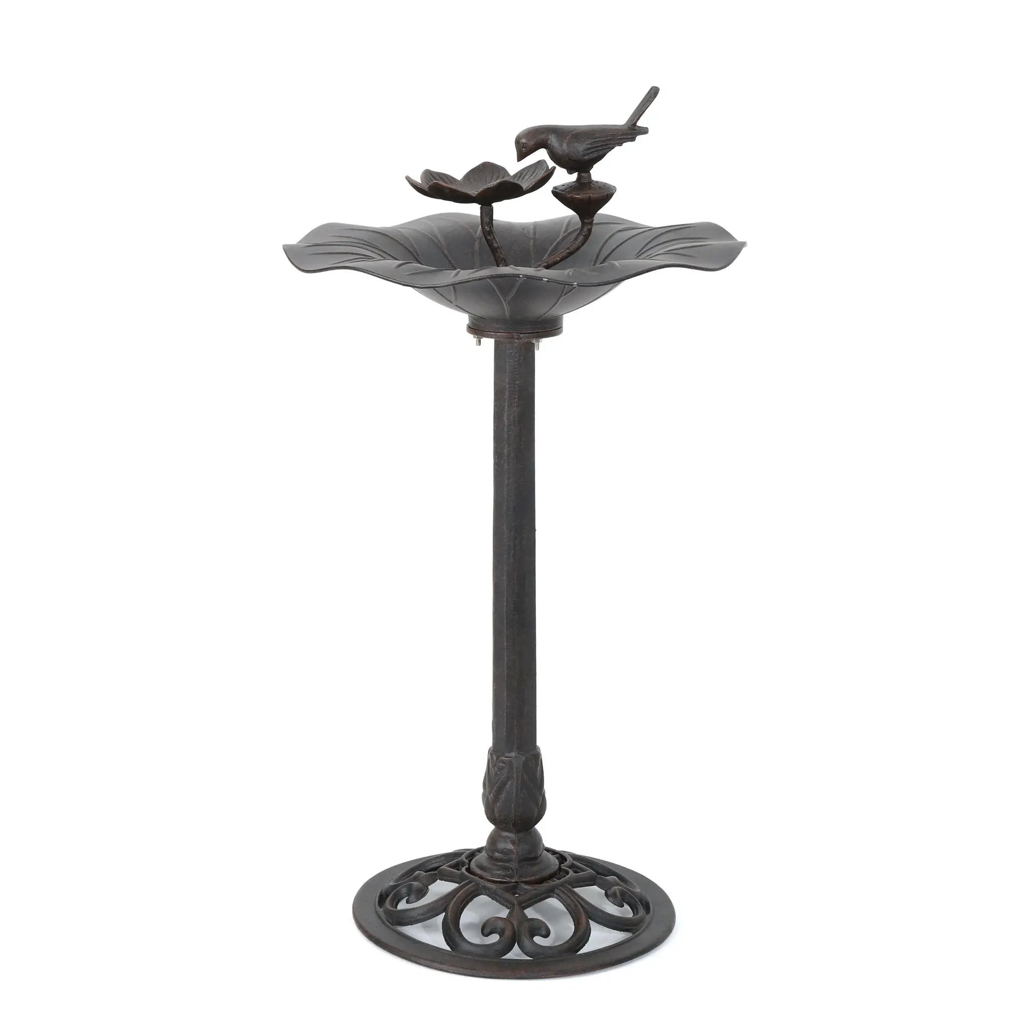 Lancaster Outdoor Aluminum and Iron Top Bird Bath with Iron Base, Bronze by HouseOfZazla