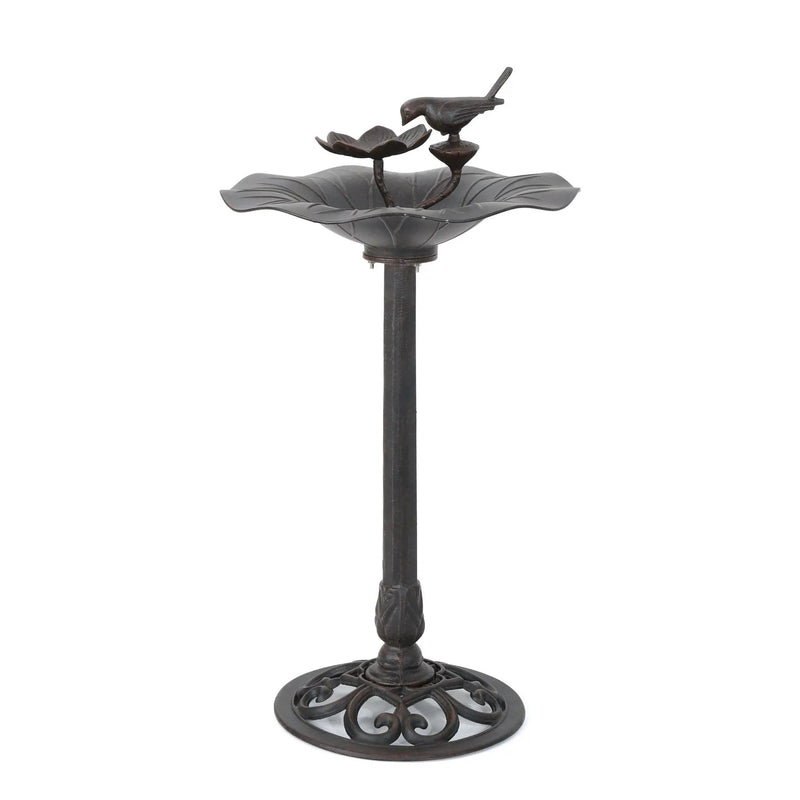 Lancaster Outdoor Aluminum and Iron Top Bird Bath with Iron Base, Bronze by HouseOfZazla