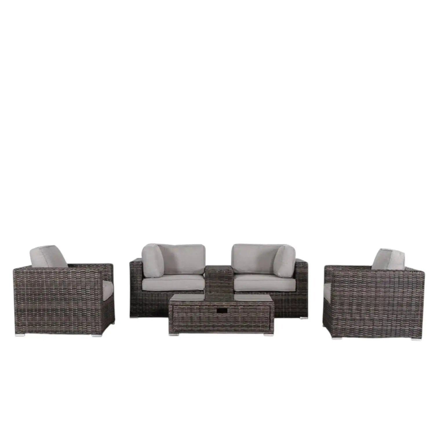 Wicker Seating Group Set With Table And Cushions by HouseOfZazla