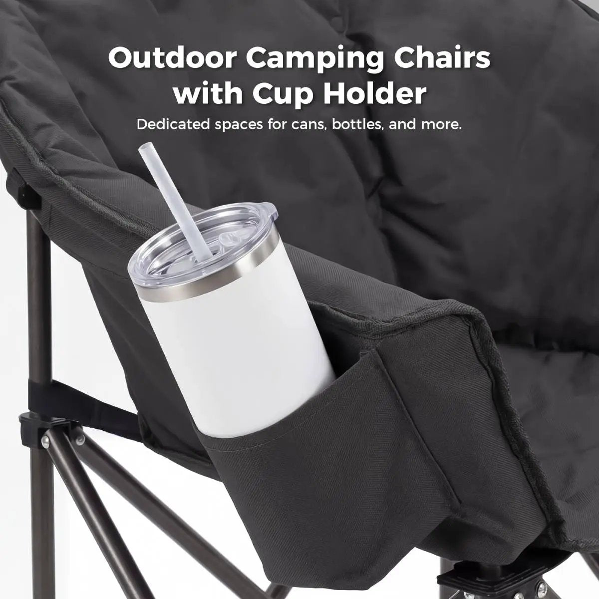 Oversized Camping Chair, Portable Folding Moon Chair with Side Pocket by HouseOfZazla