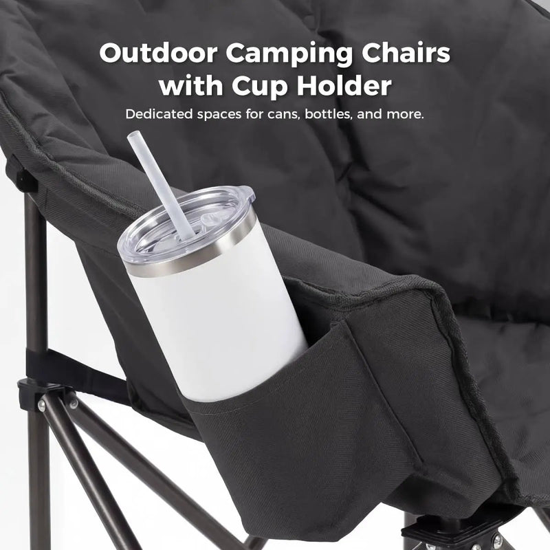Oversized Camping Chair, Portable Folding Moon Chair with Side Pocket by HouseOfZazla