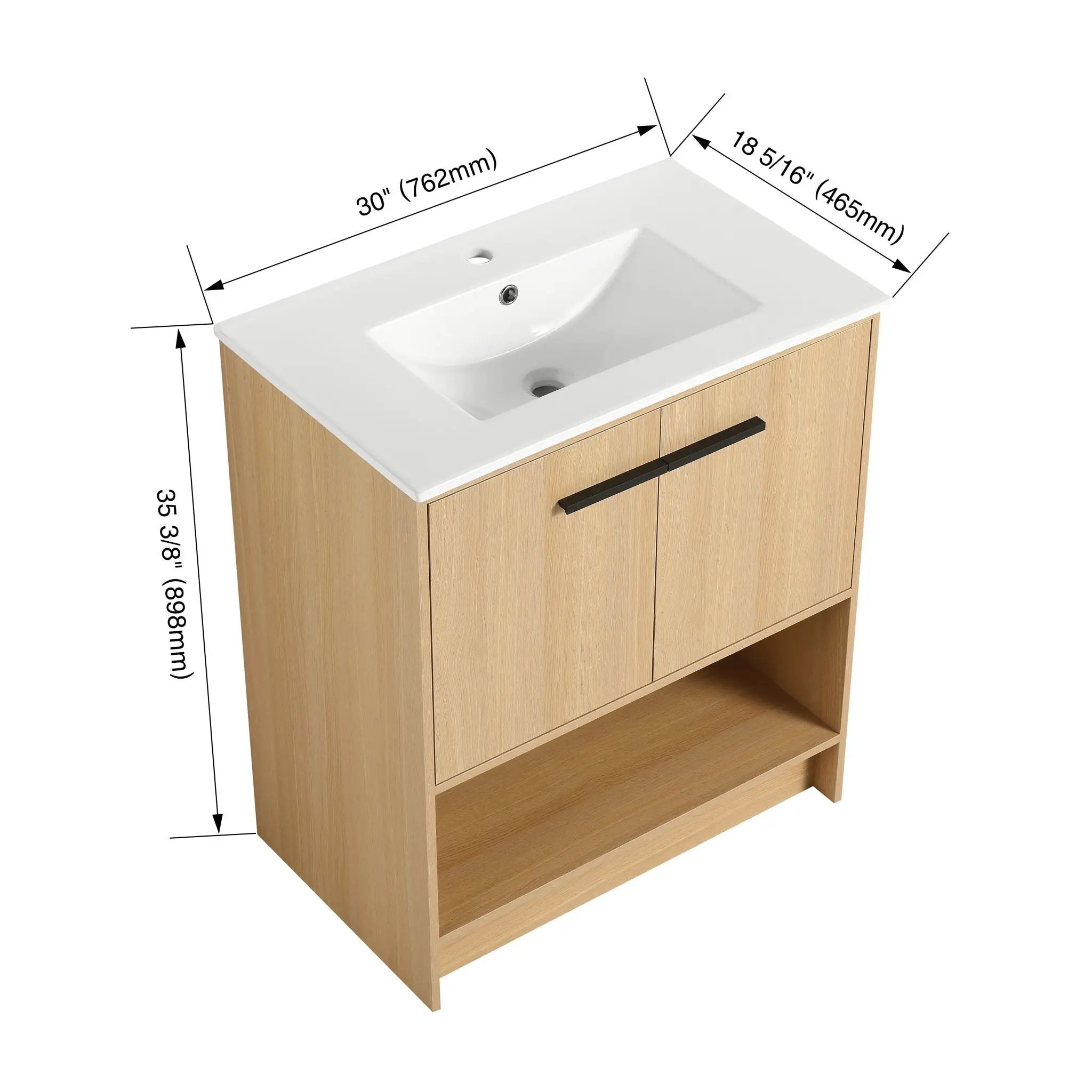 Modern Bathroom Vanity With Ceramic Sink, Freestanding Cabinet, Soft Closing Doors by Unique Piece Furniture