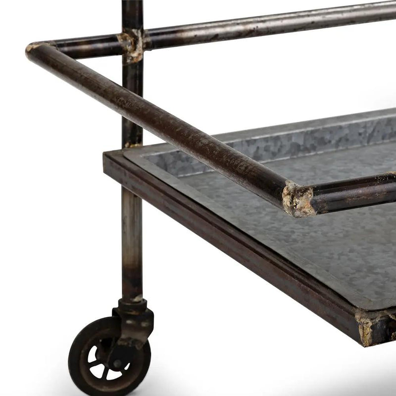 Percy Galvanized Metal Bar Cart - Gray by HouseOfZazla