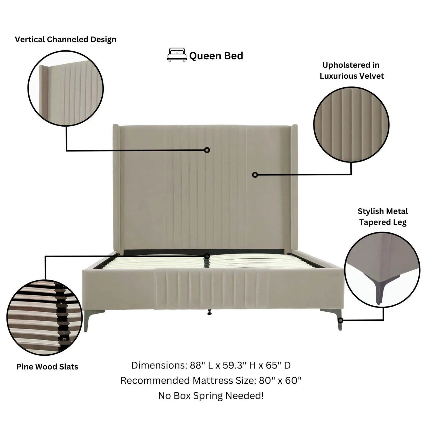 Promenade - Bed With Upholstered Headboard And Slats by HouseOfZazla
