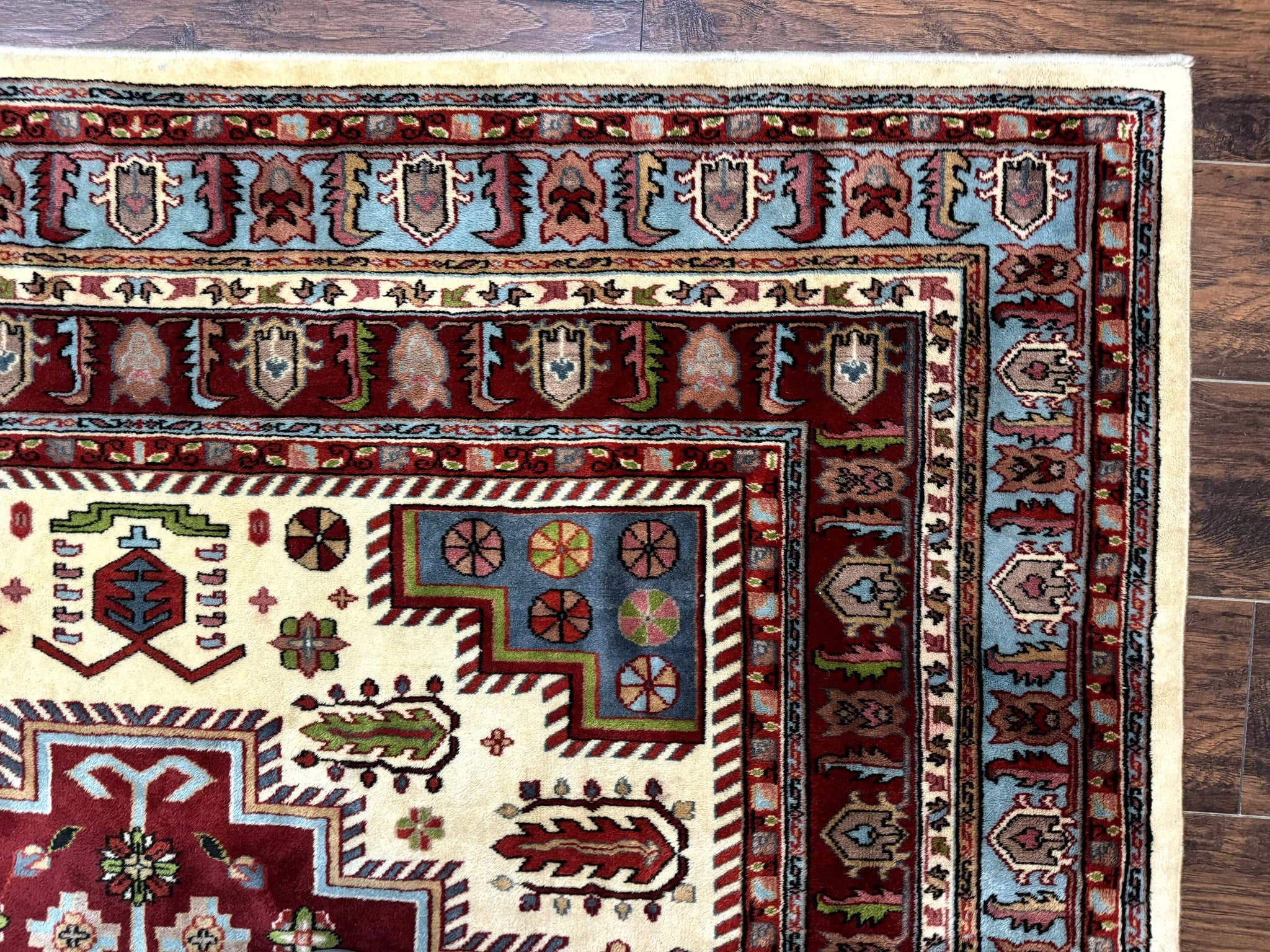 Turkish Kazak Rug 6x9, Geometric Medallions by Jewel Rugs